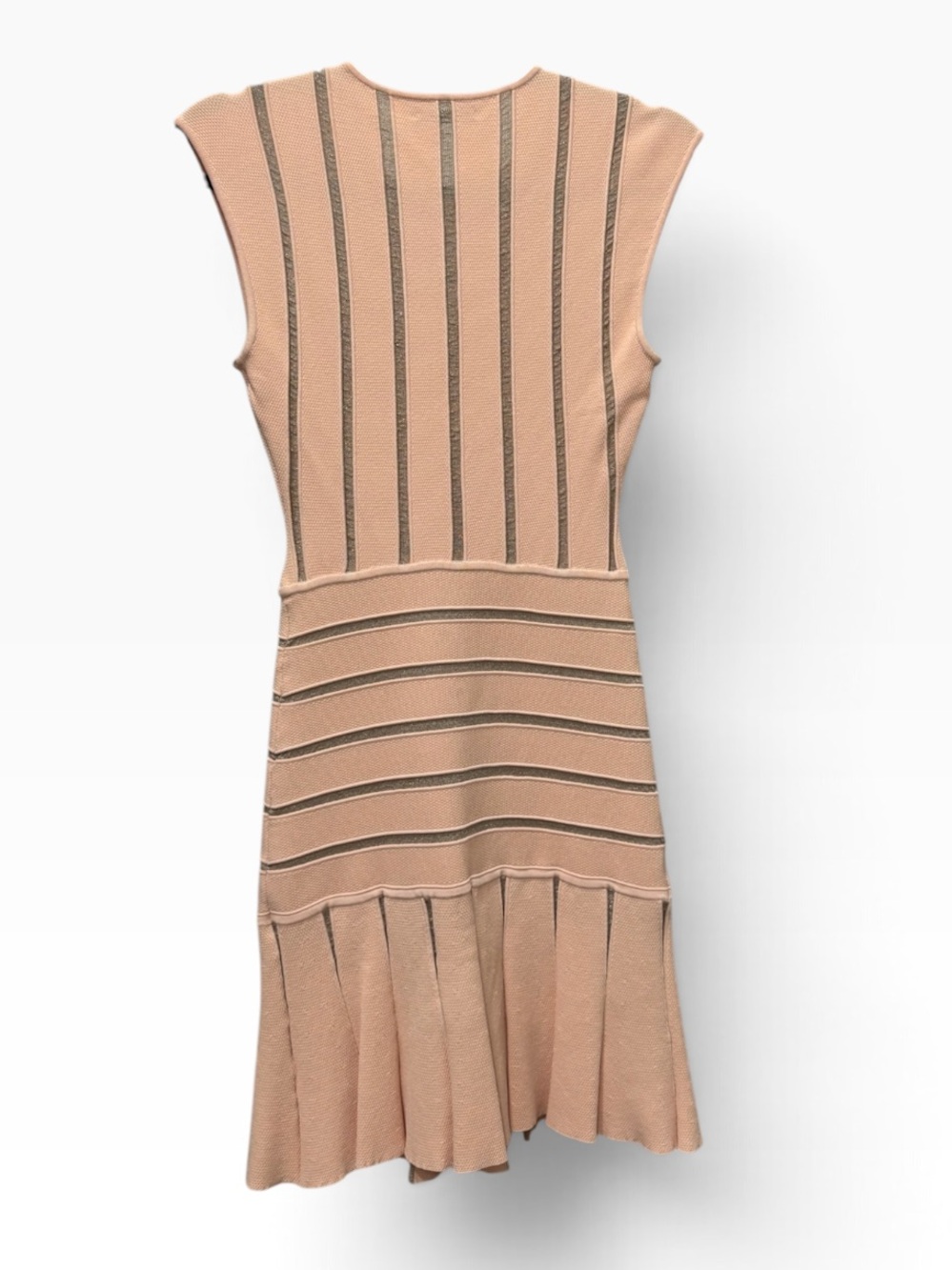 Ronny Kobo Blush Metallic Stripe Knit Fit & Flare Mini Dress Sz XS - Picture 3 of 11